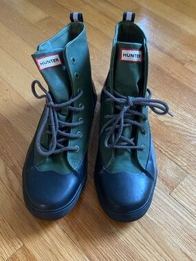 Hunter for Target Olive Green Canvas Lace-Up Boots